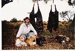 The dogs are tired after a hard day. 
Pigs caught on private property New South Wales 
a 7 hour drive from Melbourne.